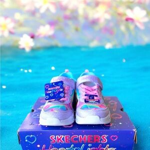 Skechers Heart Lights Toddler Girls' Light-Up Sneakers Multicolor Size 2